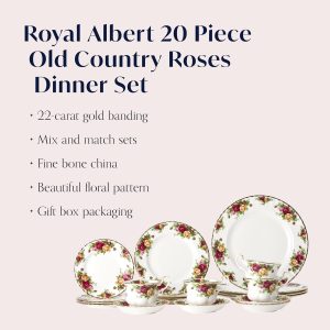 Royal Albert Old Country Roses 20-Piece Dinnerware Set, Multi