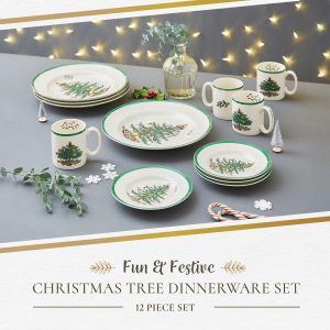 Spode Christmas Tree 12 Piece Dinnerware Set - Service for 4