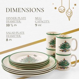 Spode Christmas Tree 12 Piece Dinnerware Set - Service for 4