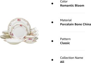 Euro Porcelain 57-pc Banquet Dinnerware Set, Luxury Bone China Tableware, Service for 8